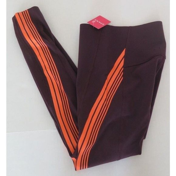 Spanx 50207R Women's Sz L Wine/Orange Contour Stripe 7/8 Leggings $118+ - Picture 8 of 9